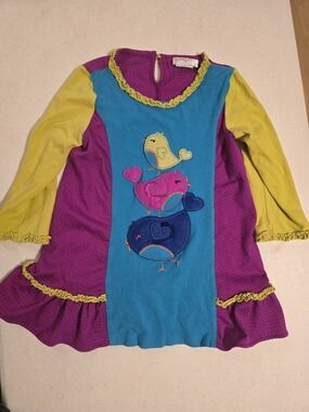 Emily Rose Teal, Magenta & Lime Ruffle-Trim Top